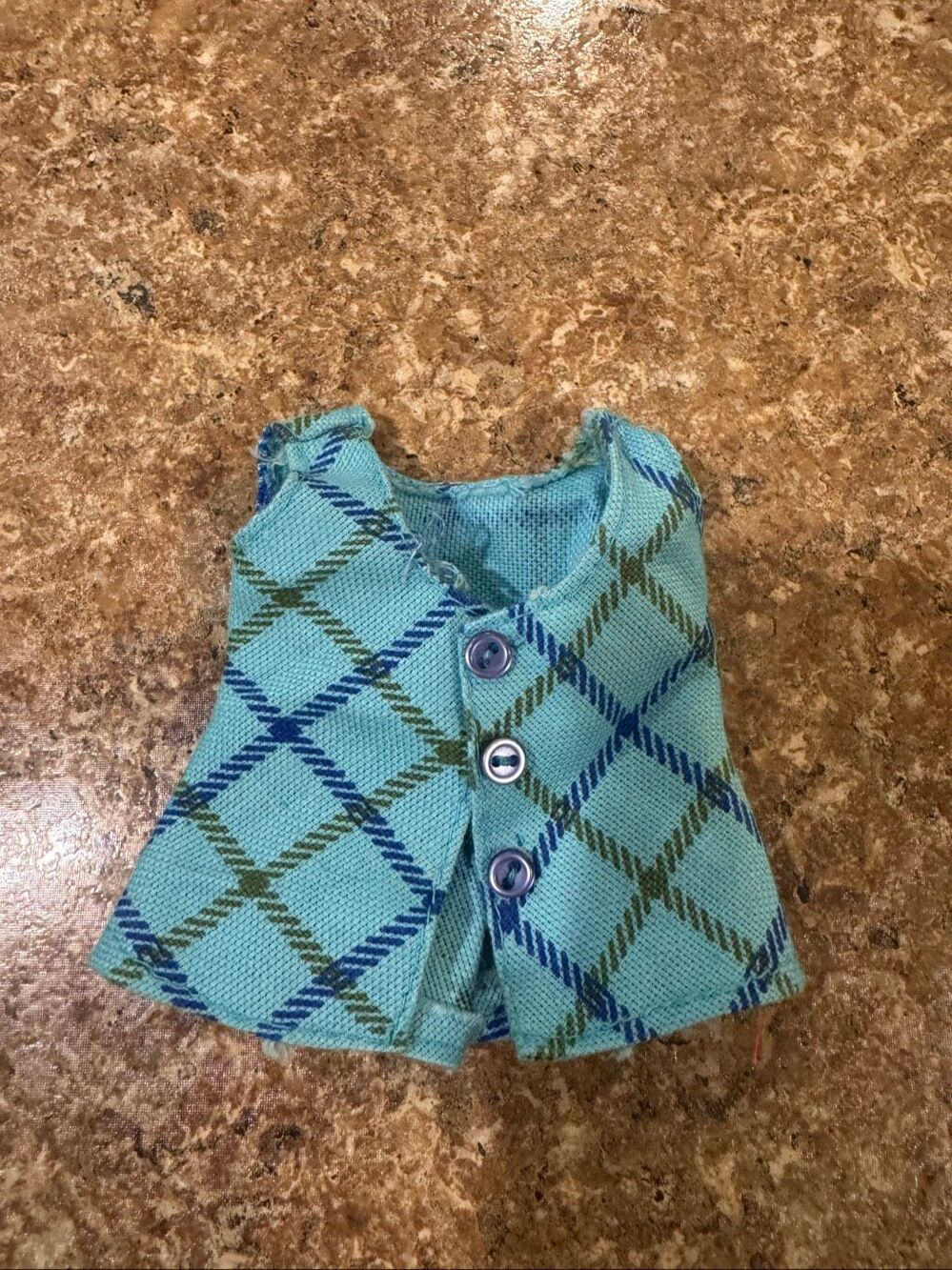 Vintage 1969 Shillman Maddie Mod Blue Plaid Doll Dress Barbie Size